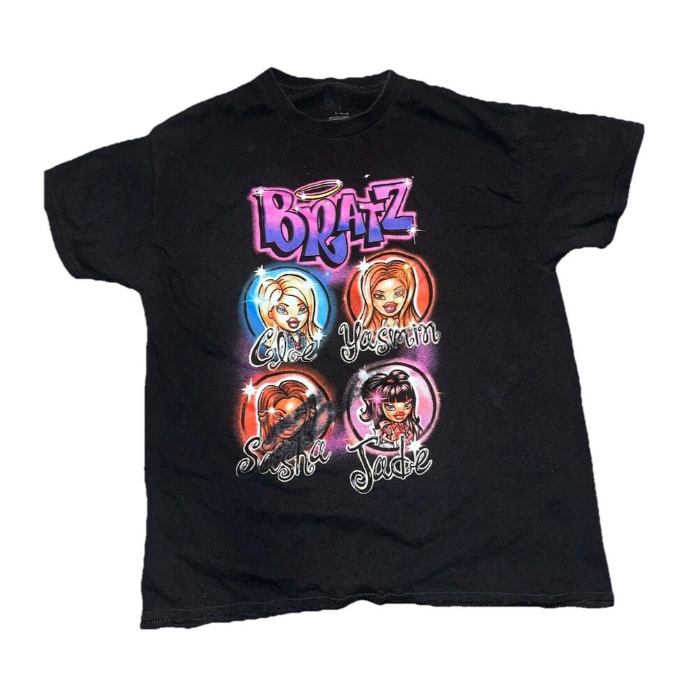 Bratz T Shirt Graphic Tee Airbrushed Cloe Yasmin Sasha Jade Black  L – Flawed